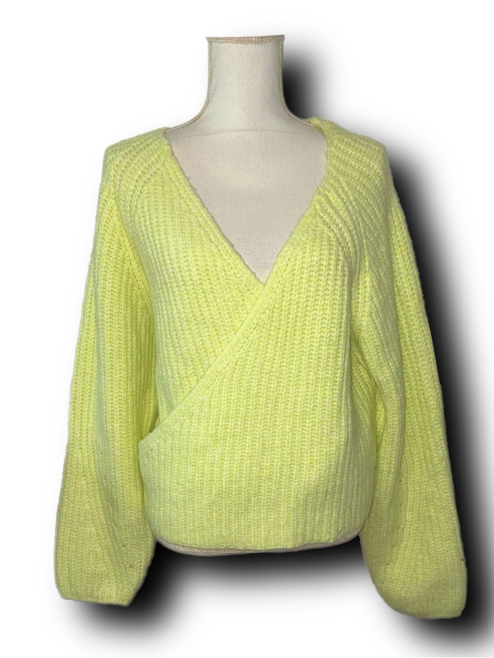 NWT Wild Fable Yellow Slouchy V-Neck Knit Wrap Sweater Cozy Fall Vibes